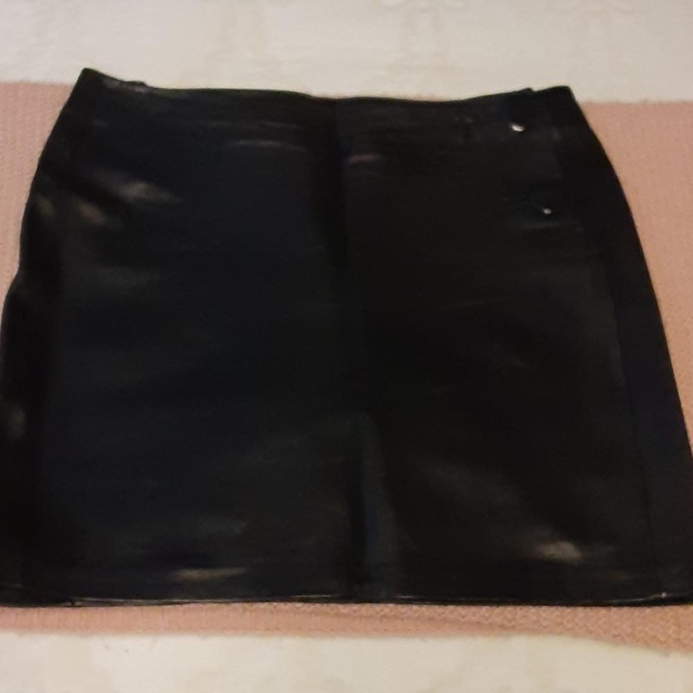 Black leather mini shirt